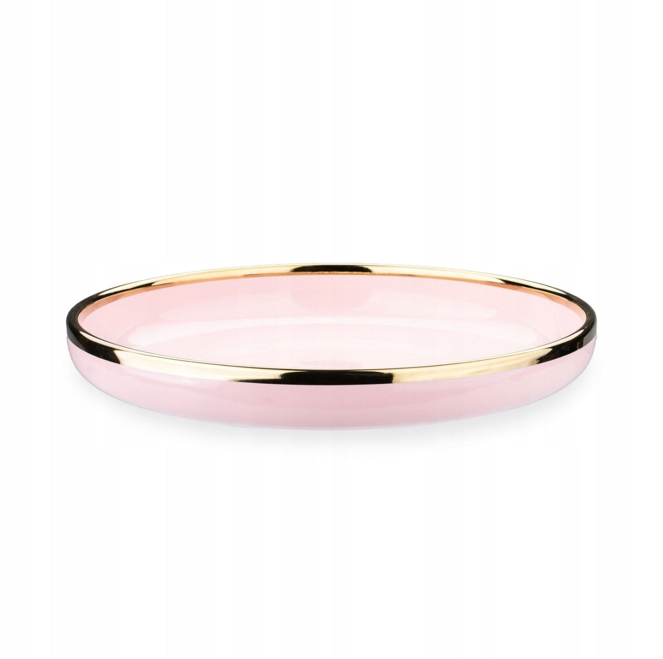 Rosa desserttallerken i porselen med gullkant, 19 cm diameter – stilfull servering fra Konighoffer