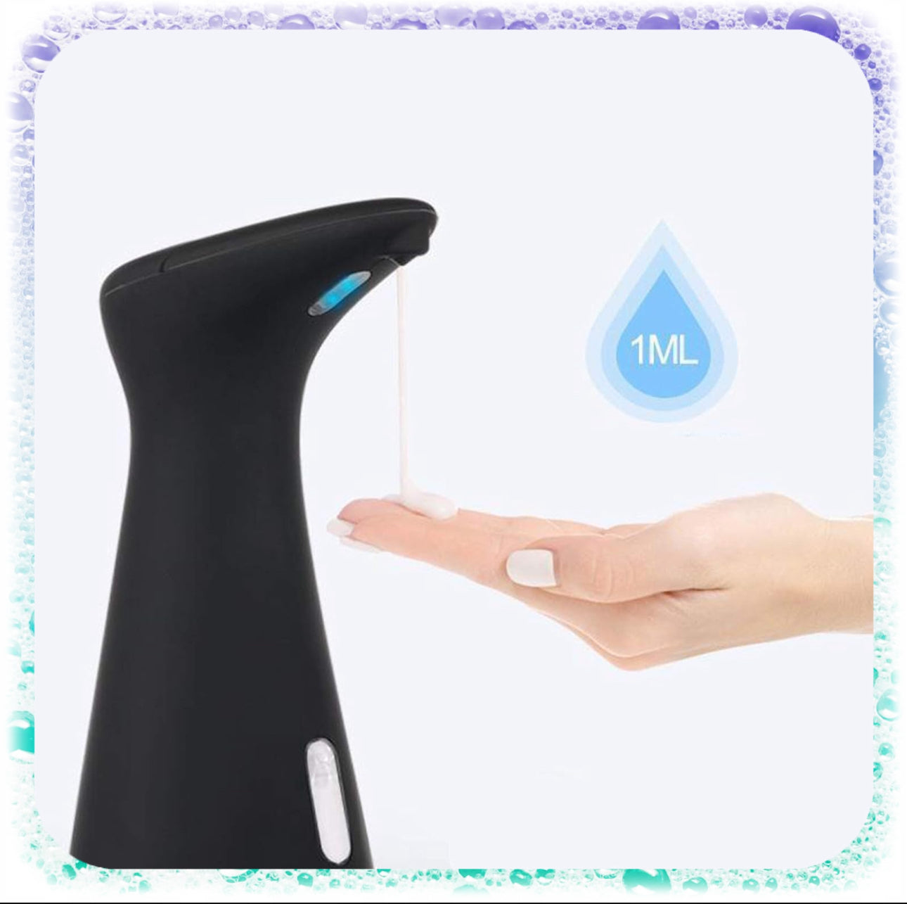 Automatisk berøringsfri såpedispenser i elegant sort design, med sensorstyrt teknologi for hygienisk dosering av såpe. Perfekt for bad og kjøkken. Kompakt størrelse, LED-indikator og enkel påfylling for en moderne og praktisk løsning.