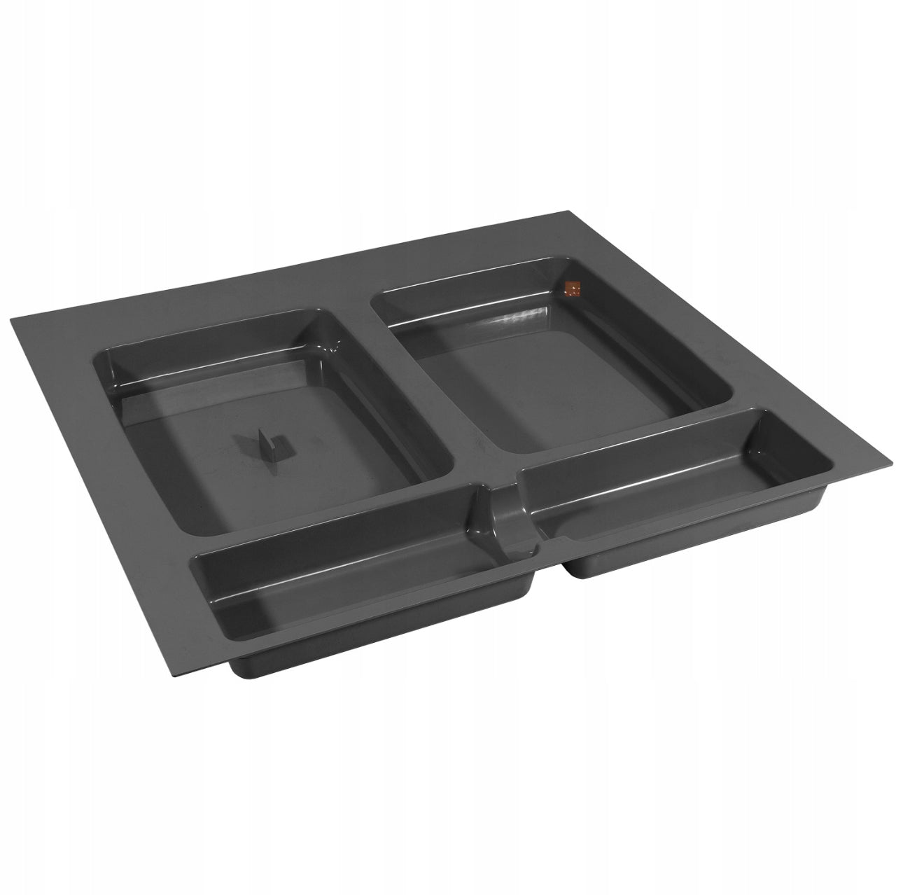 Tom baseplate i antrasitt med to avlange rom for brett, tilpasset kildesorteringsbeholdere