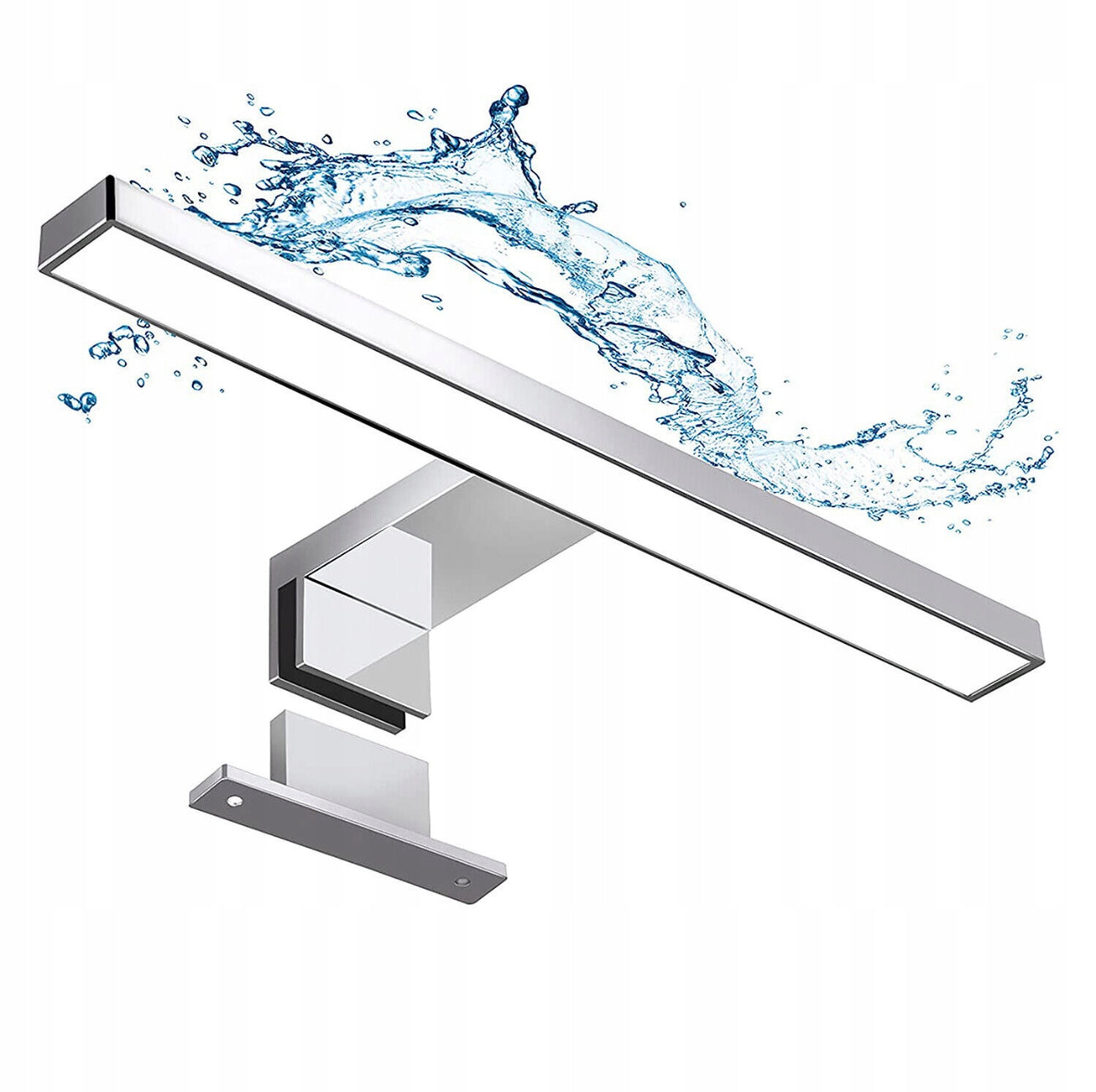 Vanntett LED speillampe 60 cm i kromdesign for bad, med naturlig hvitt lys (6000K), energiklasse A, og IP44-klassifisering – ideell for baderomsspeil og sminkebelysning.