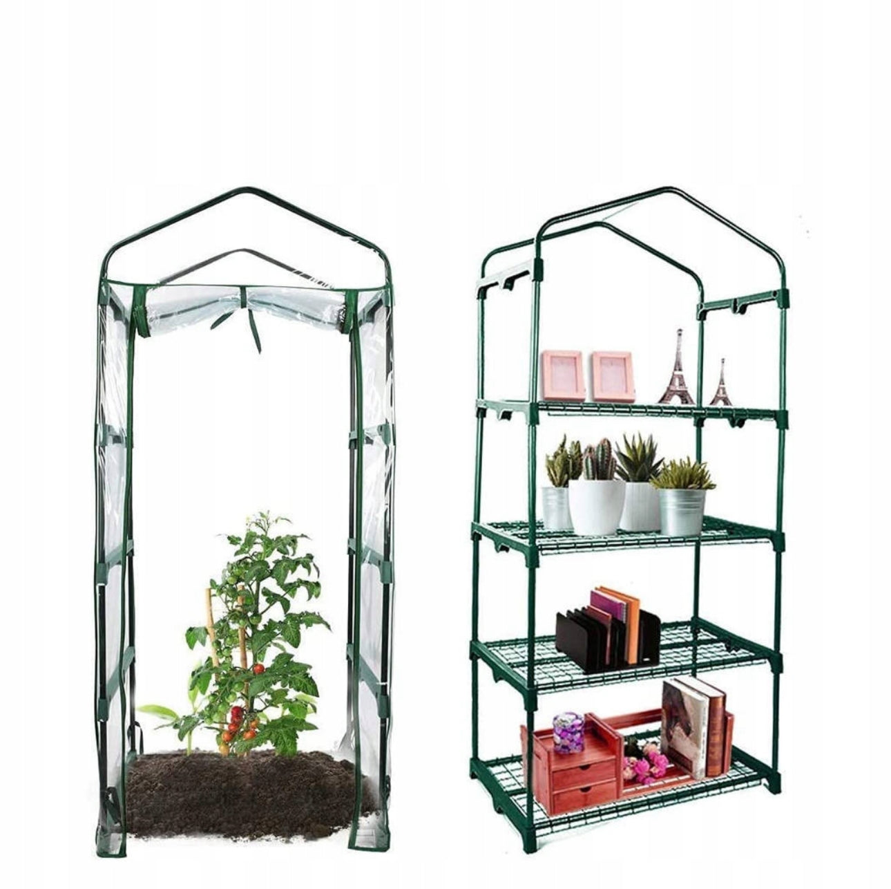 Drivhus Med Åpen Front, Vist Med Tomatplante Og Alternativ Bruk Til Dekor