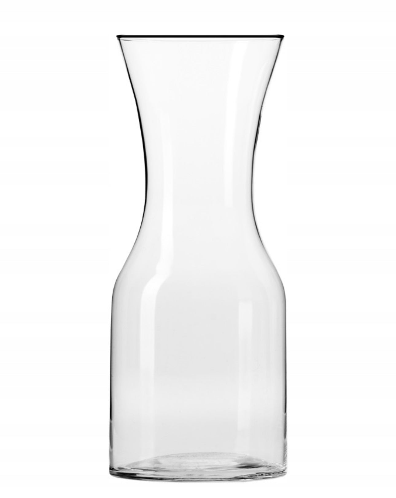 Tom karaffel i klart glass med smal midje og bred åpning