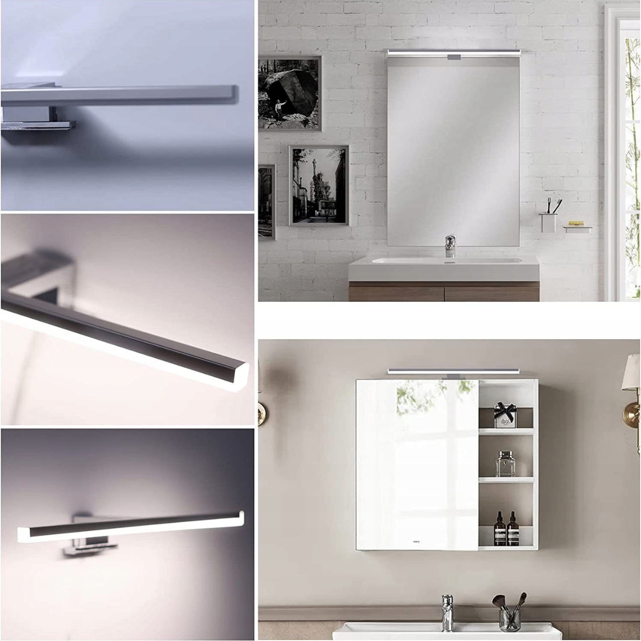 Vanntett LED speillampe 60 cm i kromdesign for bad, med naturlig hvitt lys (6000K), energiklasse A, og IP44-klassifisering – ideell for baderomsspeil og sminkebelysning.