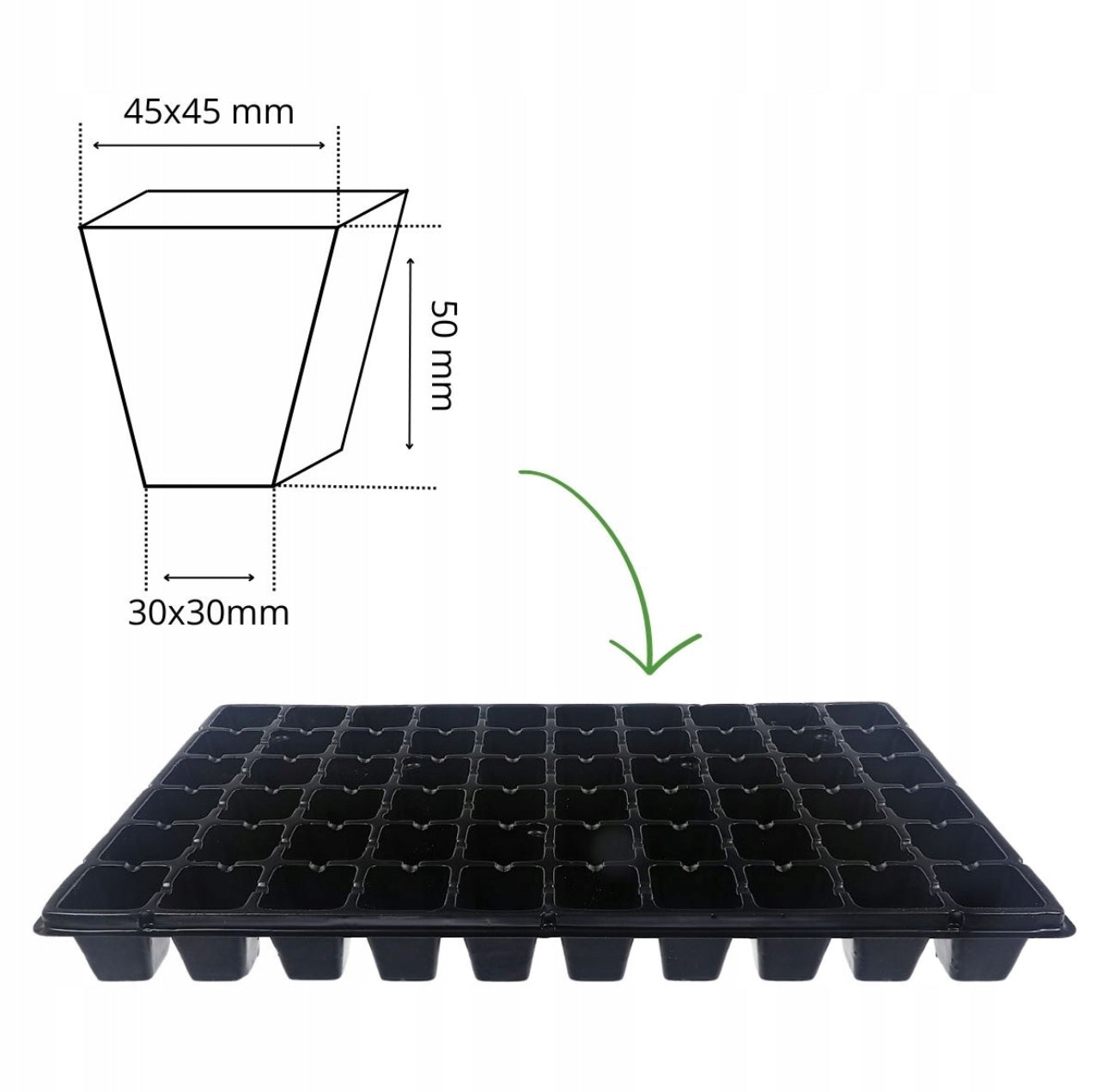 Spirebrett 60 celler i svart plast – 52,5x31,5 cm – slitesterk polystyren for frøsåing og planteoppdrett