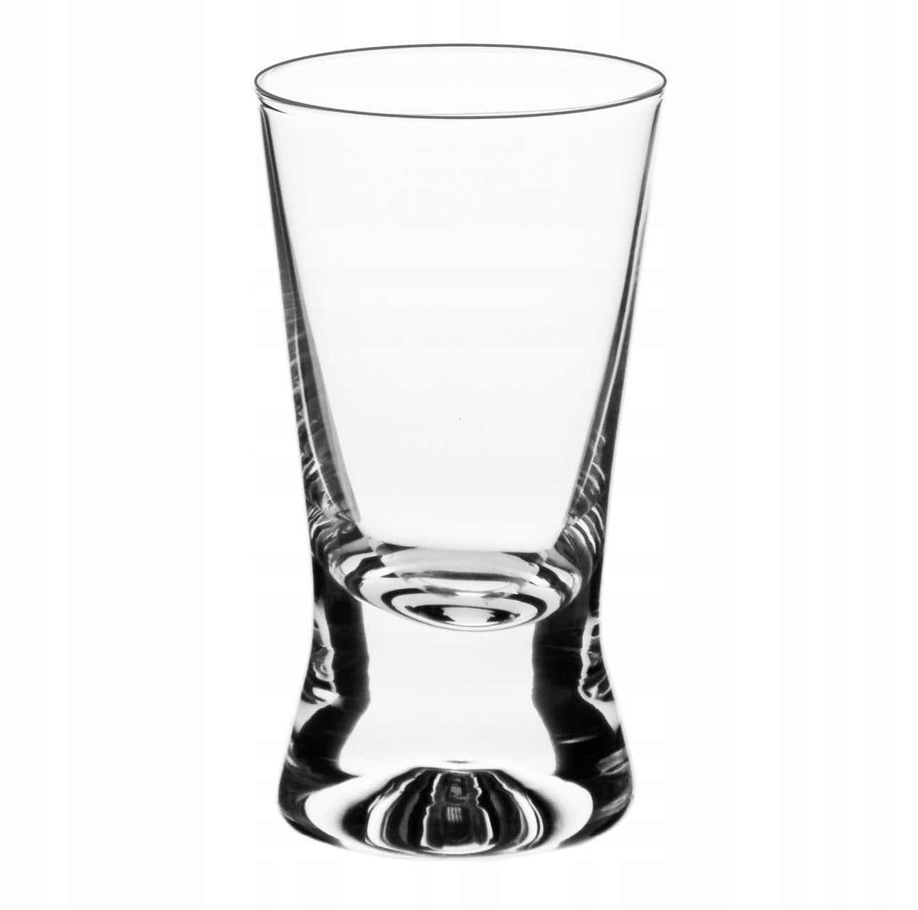 Enkelt klart shotglass 25 ml med bred bunn og klassisk form