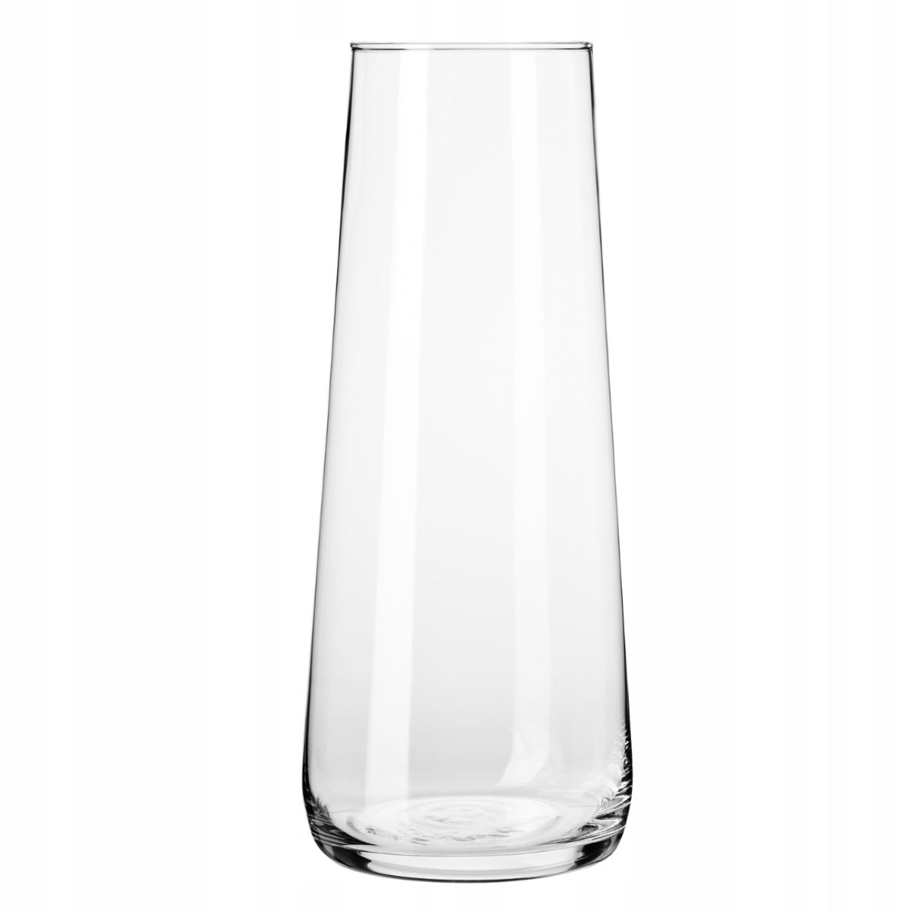 Minimalistisk høy glassvase i klart glass uten dekor