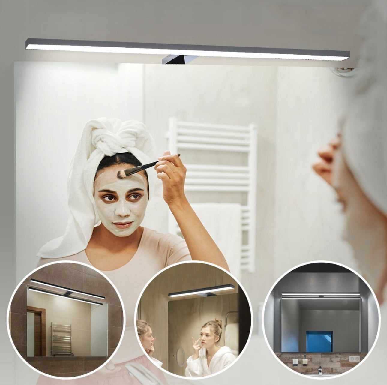 Vanntett LED speillampe 60 cm i kromdesign for bad, med naturlig hvitt lys (6000K), energiklasse A, og IP44-klassifisering – ideell for baderomsspeil og sminkebelysning.