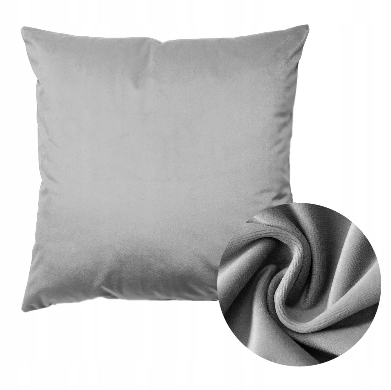 Lys grå velurputetrekk 40x40 cm med myk tekstur
