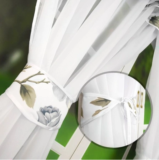 GARDIN KLAR I BLOMSTERMØNSTER VOIL GARDINER 400 cm x 160 cm