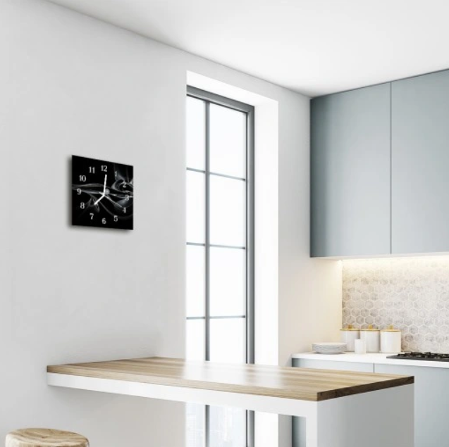 SILENT ABSTRACT ART - 30CM VEGGHENGT GLASSKLOKKE MED UNIKT MOTIV