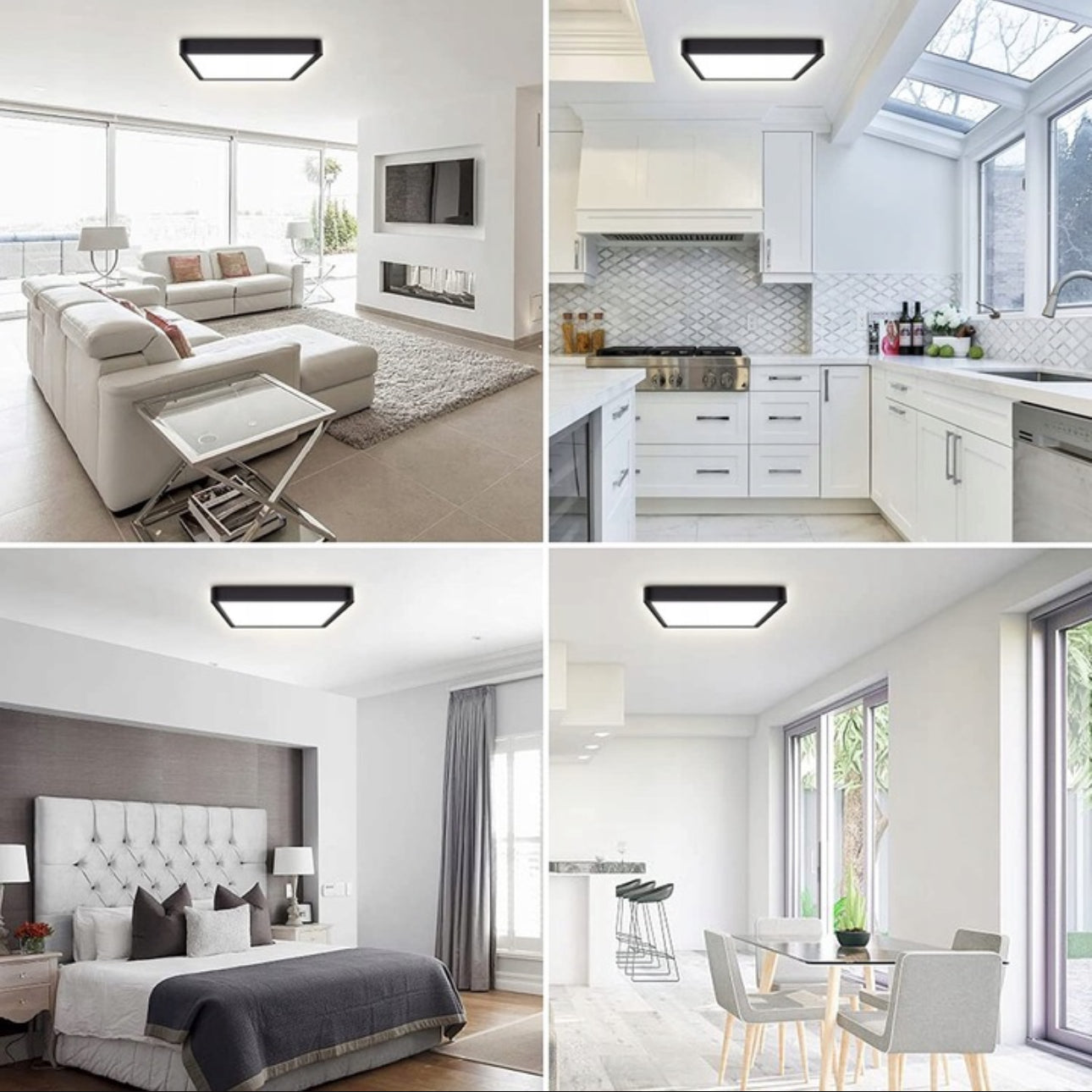 firkantet LED-taklampe med moderne design og energiklasse A, perfekt for stue, kjøkken eller gang, enkel montering, nøytralt hvitt lys på 4000K, lang levetid og lavt strømforbruk