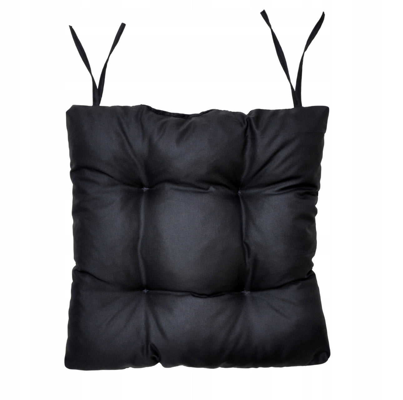 4-pk sorte vanntette hageputer 40x40 cm i slitesterk codura med silikonfyll – perfekte til utendørs stoler og hagemøbler.