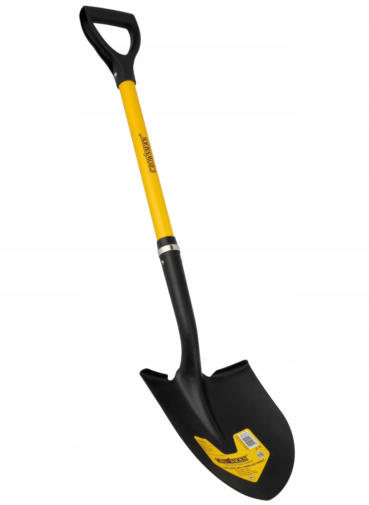 Spiss gravespade, 105 cm, svart blad i slitesterkt stål med gult ergonomisk håndtak. Perfekt for hagearbeid, graving i hard jord og anleggsarbeid. Solid konstruksjon for langvarig bruk.