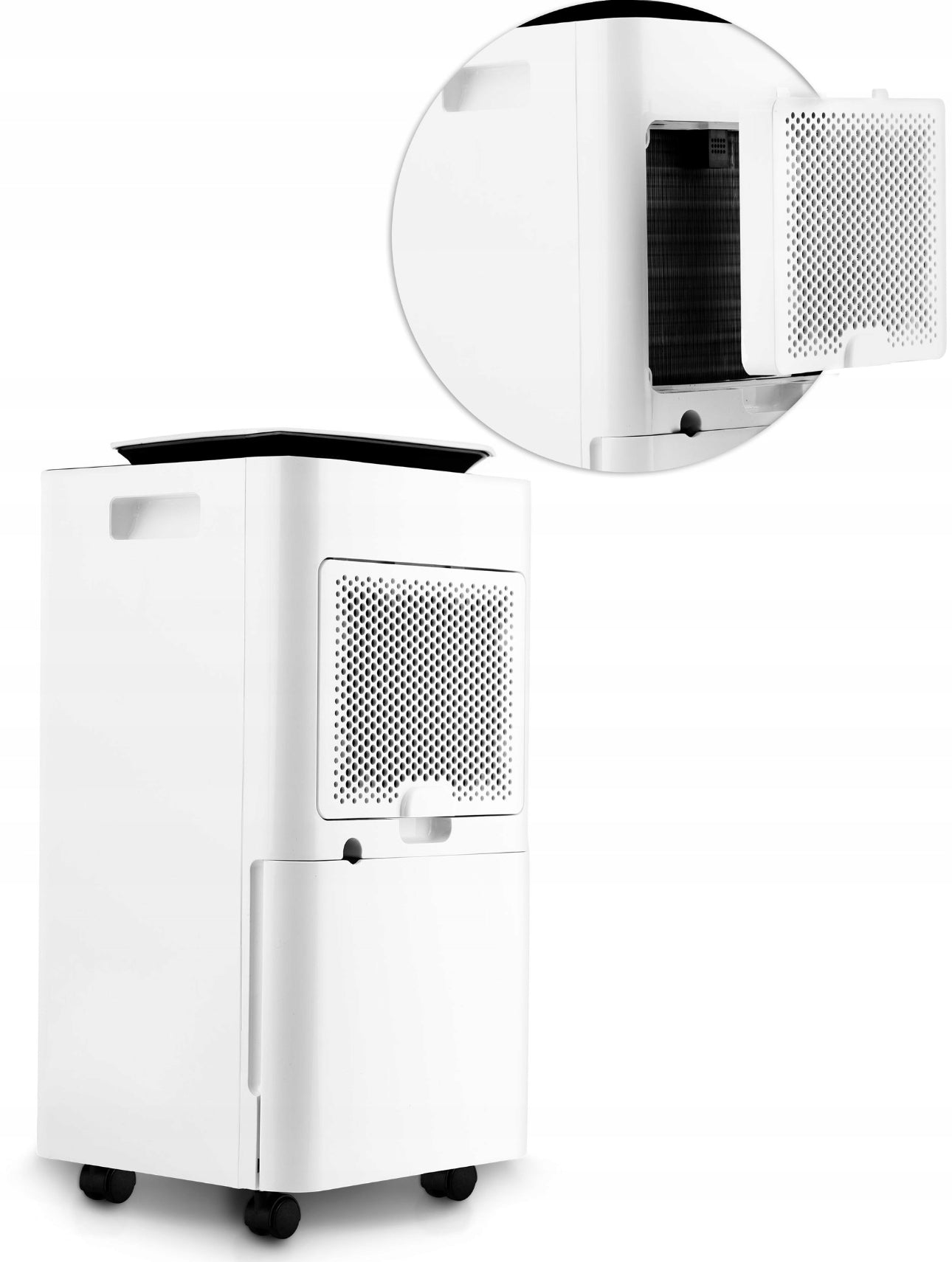 Effektiv kompressorbasert luftavfukter BD-521 med 12L kapasitet per dag, LCD-skjerm og touch-kontroller. Stillegående avfukter med vaskbart filter, kontinuerlig drenering, og miljøvennlig R290-kjølemiddel. Perfekt for store rom, kjeller og baderom, reduserer fuktighet og forbedrer innemiljøet.