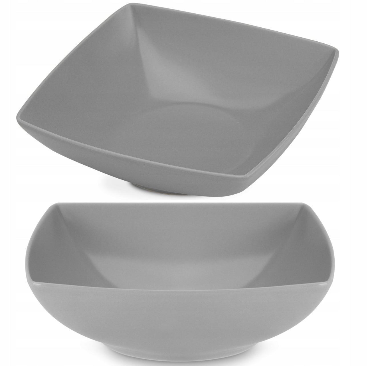 Moderne middagsservise for 6 personer, 18 deler i slitesterk keramikk, kvadratisk design i matt grå og svart. Tåler oppvaskmaskin og mikrobølgeovn. Perfekt for hverdagsbruk og selskaper.