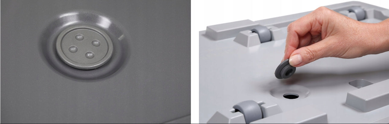 Moderne antrasittgrå blomsterkasse 40x40 cm – laget av værbestandig, resirkulert plast med betonglook. Frostsikker, UV-bestandig og utstyrt med dreneringshull og hjul for enkel flytting. Perfekt til hage, terrasse og balkong.