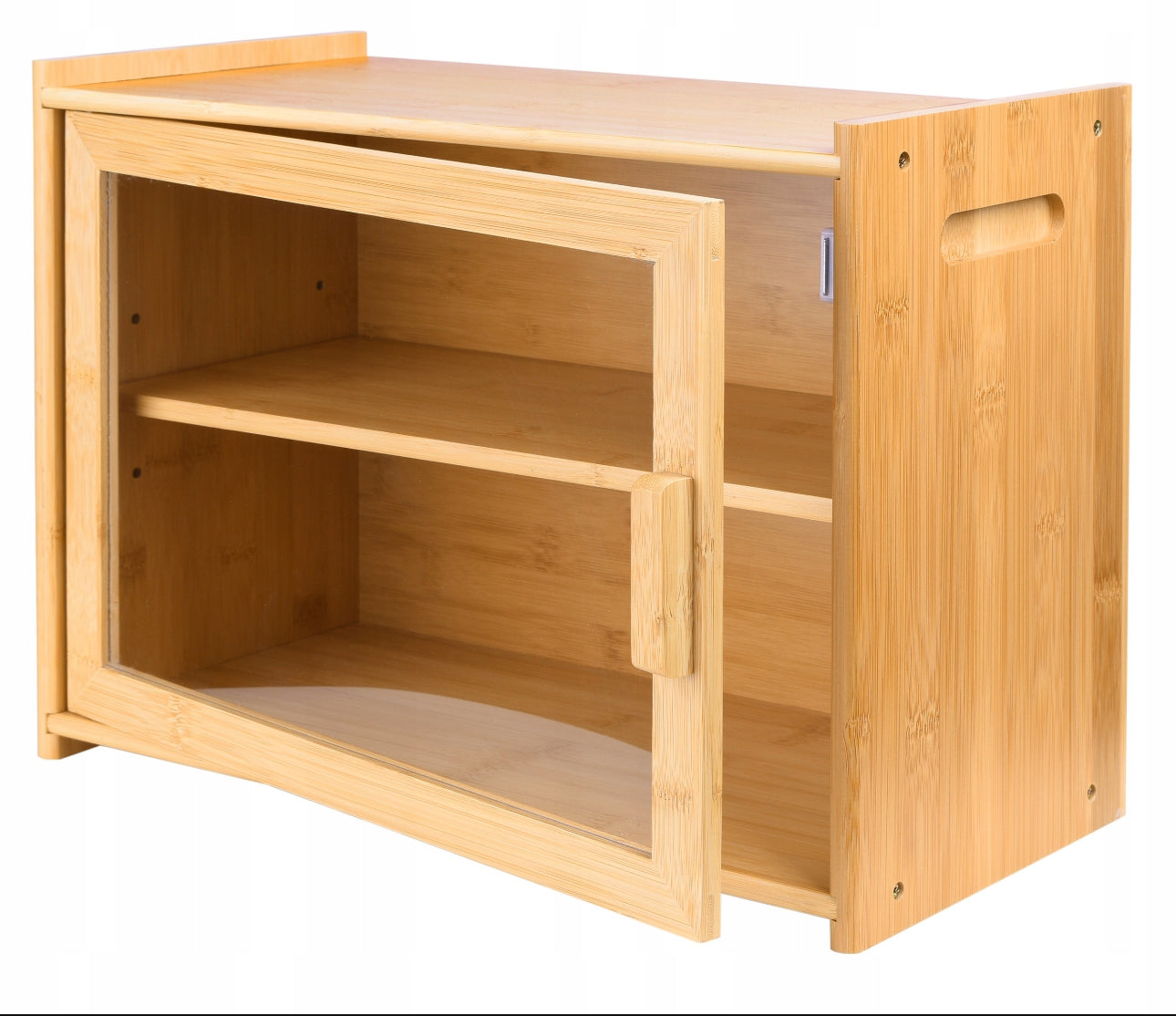 Bambus Brødboks Med Plexiglassvindu – 40x20x31 cm, Naturlig Bambus, To Nivåer, Magnetisk Lås for Ferskt Brød