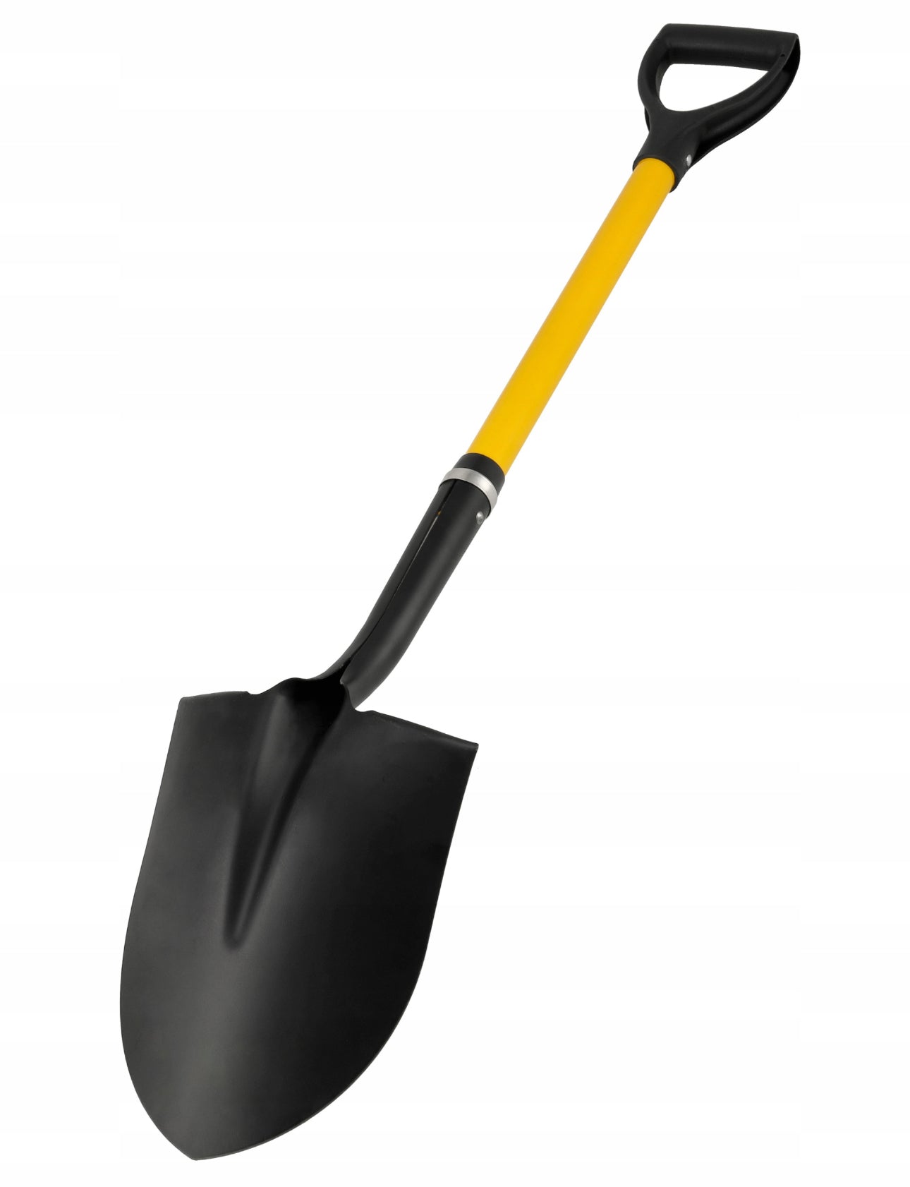 Spiss gravespade, 105 cm, svart blad i slitesterkt stål med gult ergonomisk håndtak. Perfekt for hagearbeid, graving i hard jord og anleggsarbeid. Solid konstruksjon for langvarig bruk.