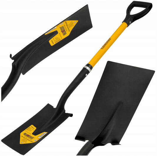 Kraftig stålspade 105 cm – svart, ergonomisk D-håndtak, spiss blad for enkel graving i hard jord. Perfekt for hage, anlegg og jordarbeid.