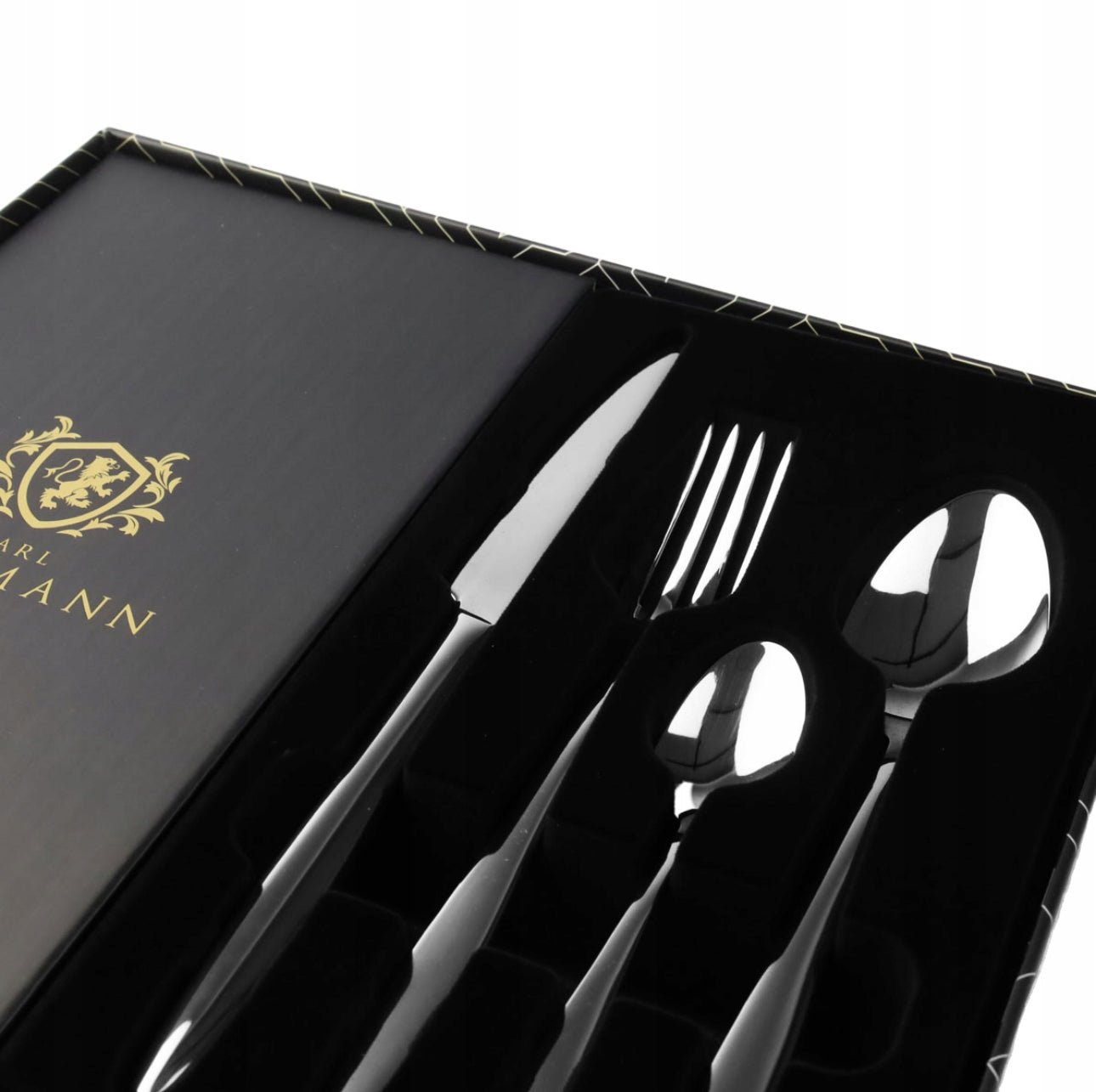 Bestikksett 24 Deler for 6 Personer – Sølvfarget Rustfritt Stål 18/10, Leveres i Elegant Sort Gaveeske