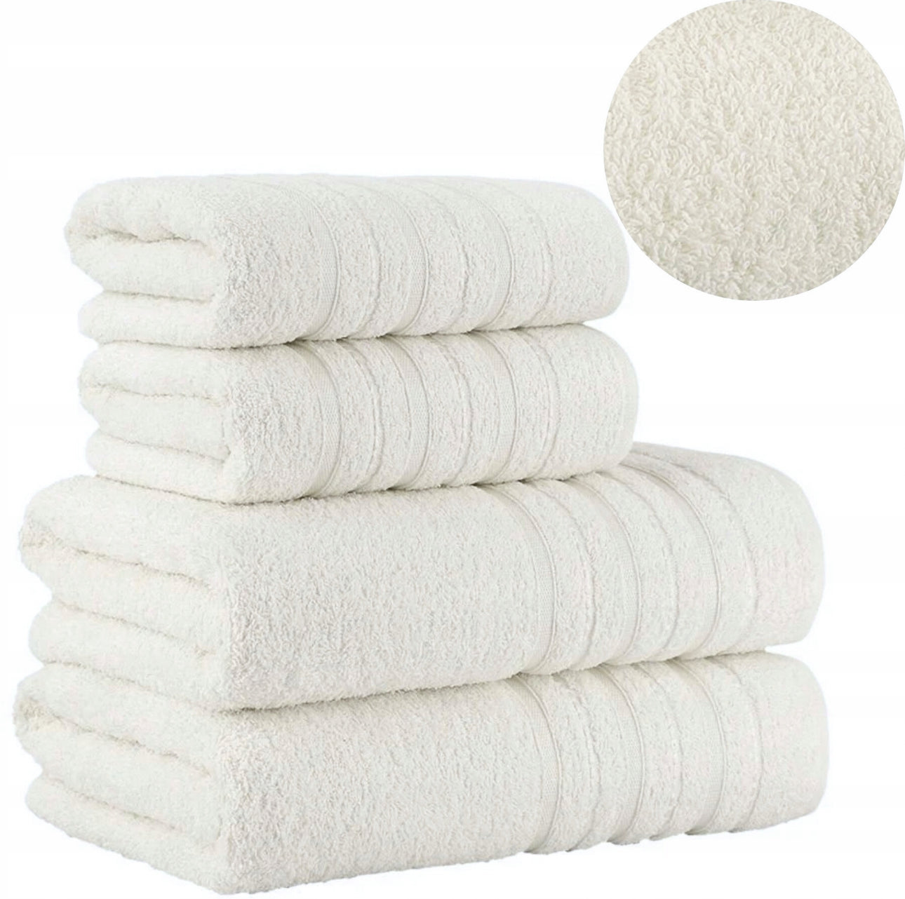Sett med luksuriøse bomullshåndklær i grå, beige og kremfarger – perfekt for badet. Myke og slitesterke håndklær i 100 % bomull med høy absorberingsevne og elegant design. Tilgjengelig i ulike størrelser for optimal komfort og funksjonalitet. Settet inkluderer 2stk 50x90cm og 2stk 70x140cm.
