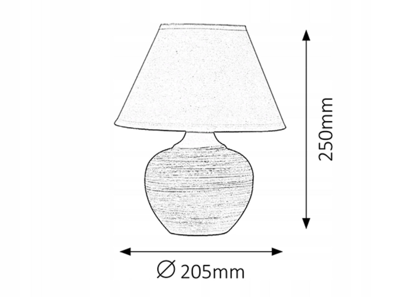 Beige bordlampe med tekstilskjerm, mål 25 cm høy og 20,5 cm bred