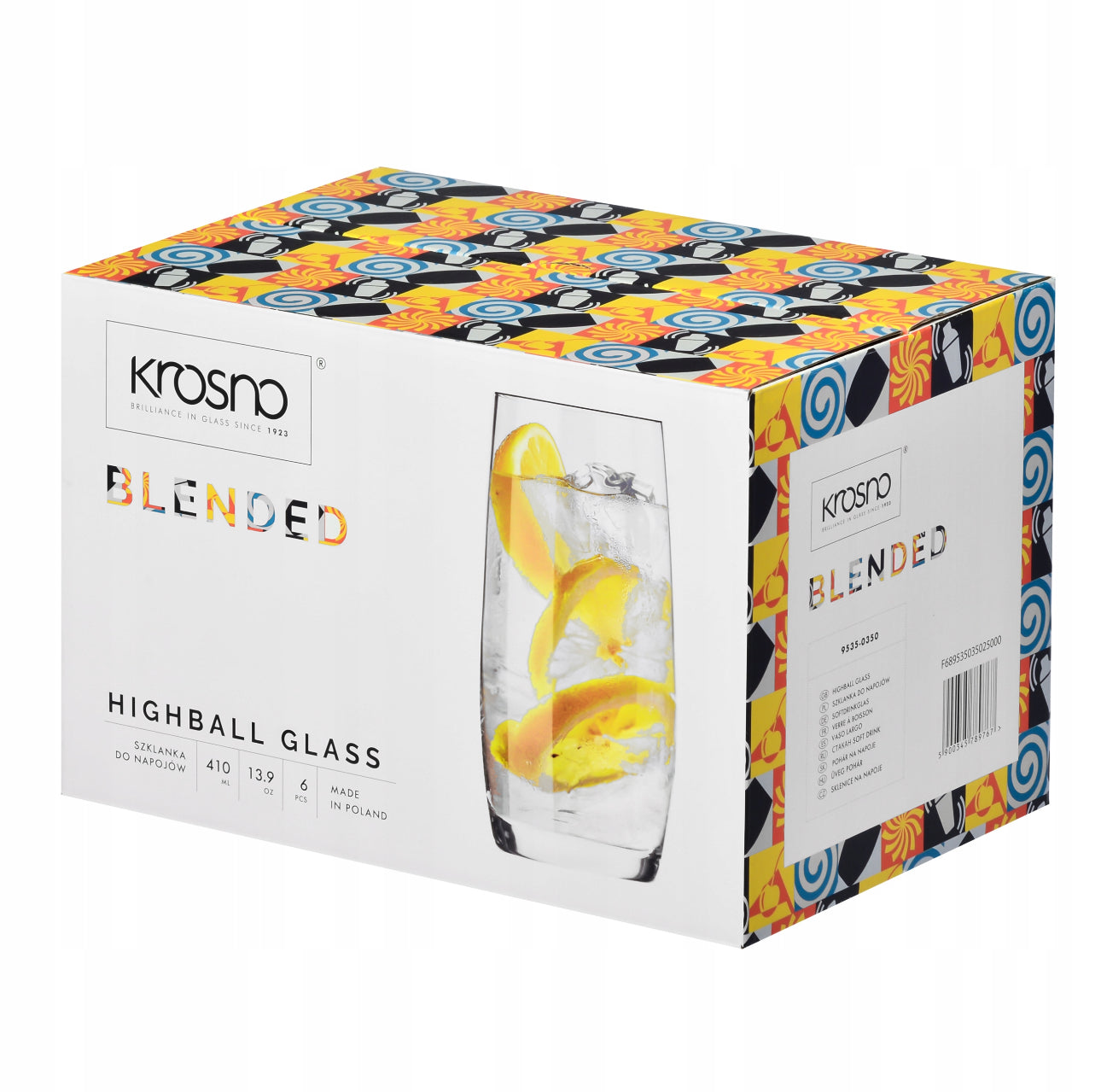 Eske med seks høye drikkeglass Krosno Blended 410 ml