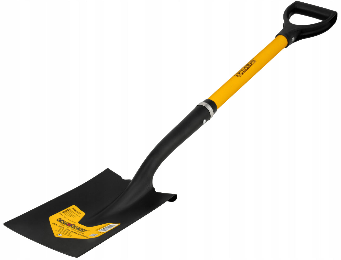 Kraftig stålspade 105 cm – svart, ergonomisk D-håndtak, spiss blad for enkel graving i hard jord. Perfekt for hage, anlegg og jordarbeid.