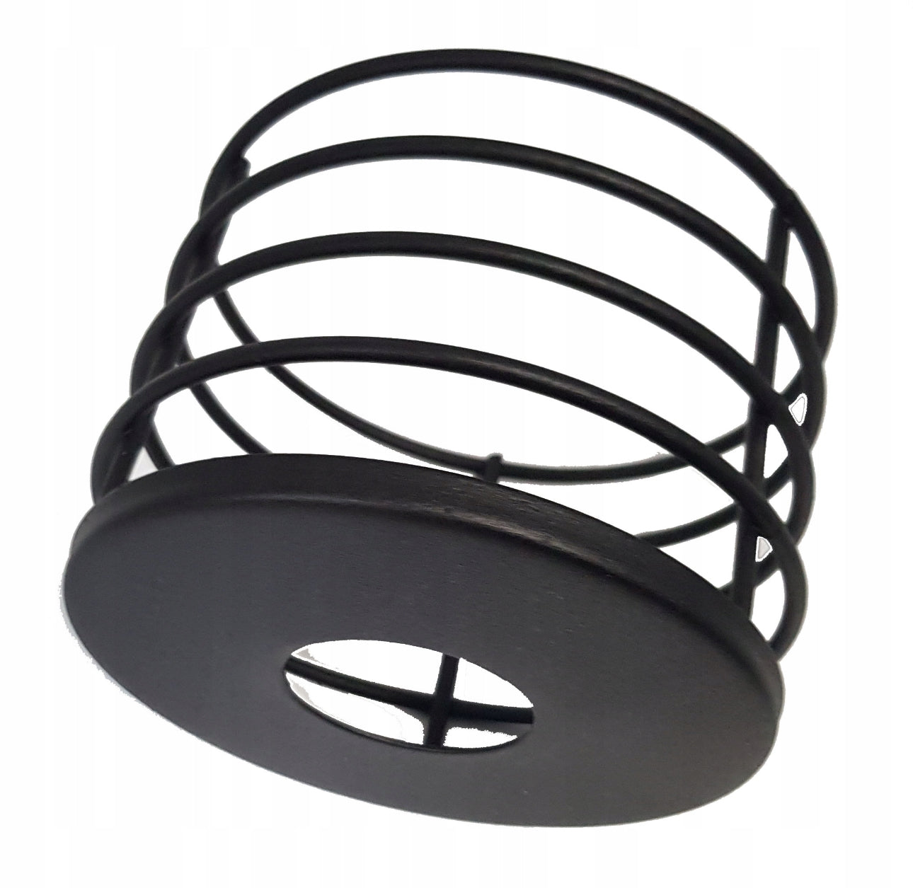 Industriell vegglampe i sort metall – 20 cm høy, med 12 cm bred trådkurvskjerm og E27 sokkel – moderne loft-stil belysning