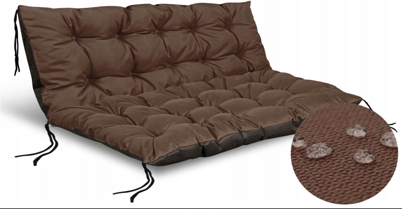 Vanntett hageputesett 120x80cm og 120x40cm i slitesterkt Codura-materiale med silikonfyll – tilgjengelig i beige, grønn, svart, grå, lys grå og brun – perfekt for pallebenk, huske eller utesofa.
