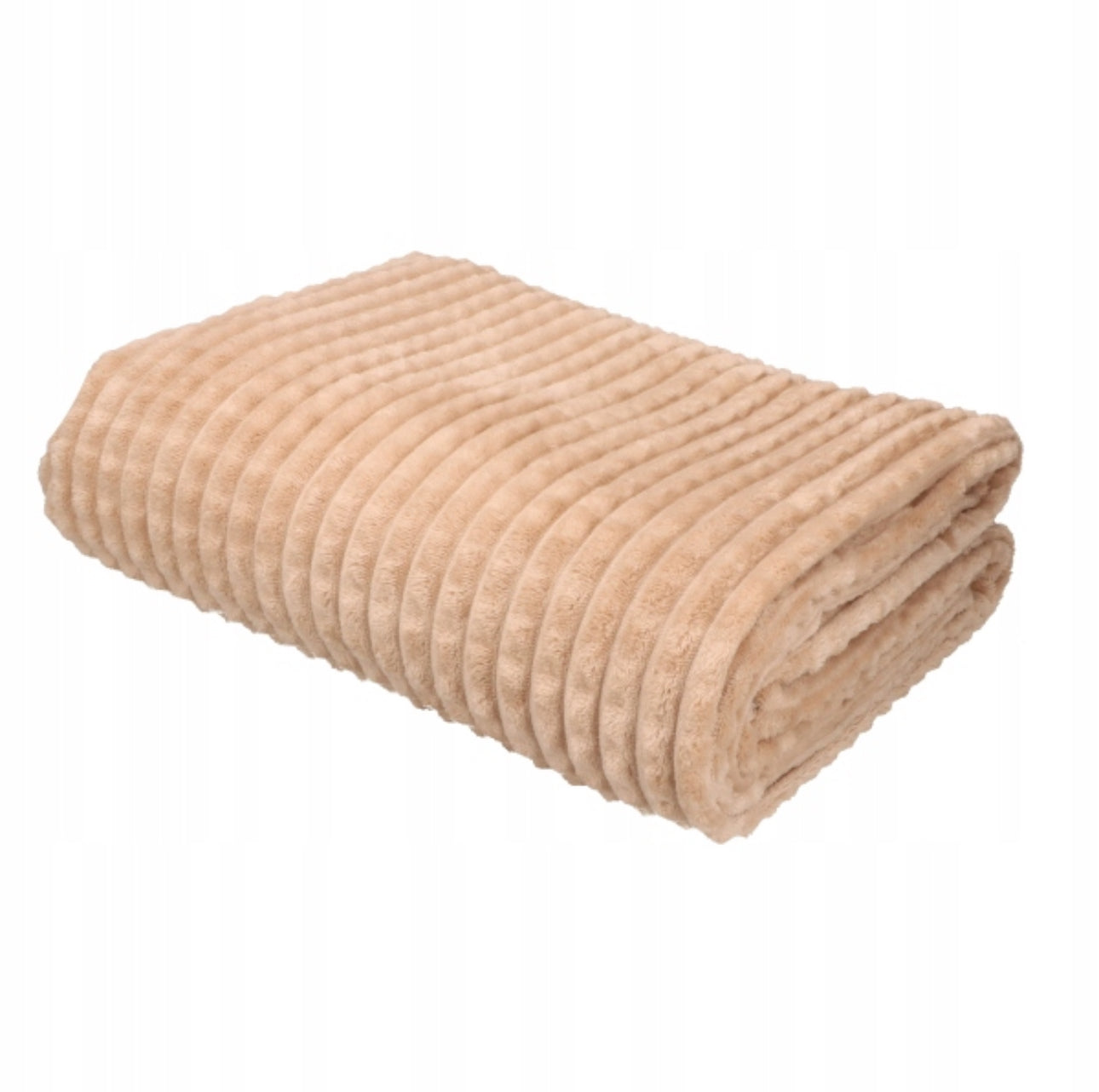 Brettet beige mikrofiberpledd med varm og myk tekstur