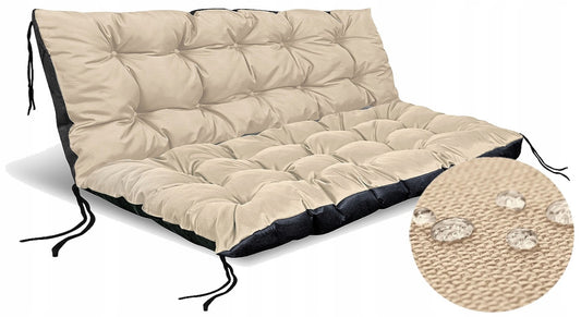 Vanntett hageputesett 120x80cm og 120x40cm i slitesterkt Codura-materiale med silikonfyll – tilgjengelig i beige, grønn, svart, grå, lys grå og brun – perfekt for pallebenk, huske eller utesofa.
