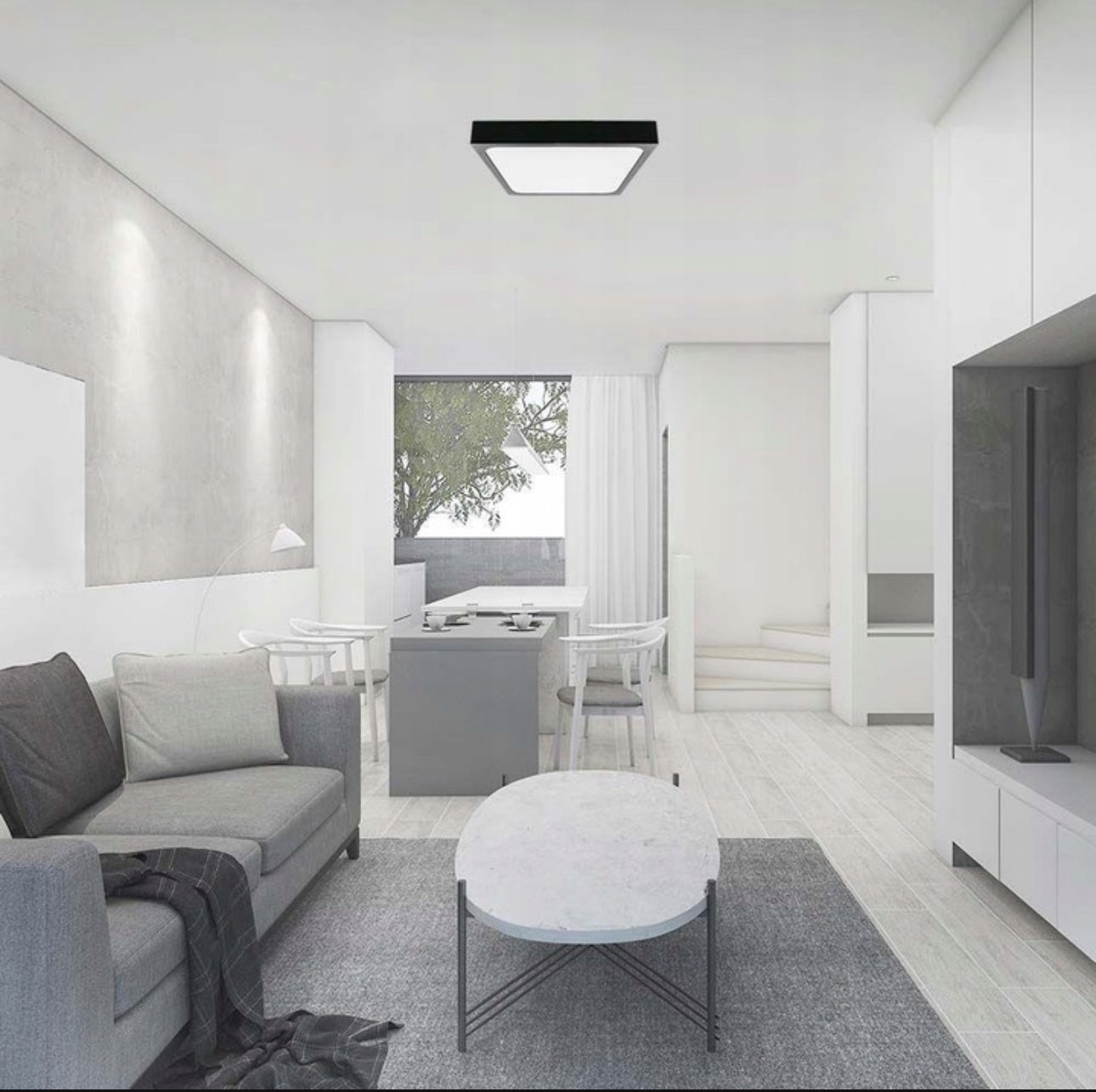 firkantet LED-taklampe med moderne design og energiklasse A, perfekt for stue, kjøkken eller gang, enkel montering, nøytralt hvitt lys på 4000K, lang levetid og lavt strømforbruk