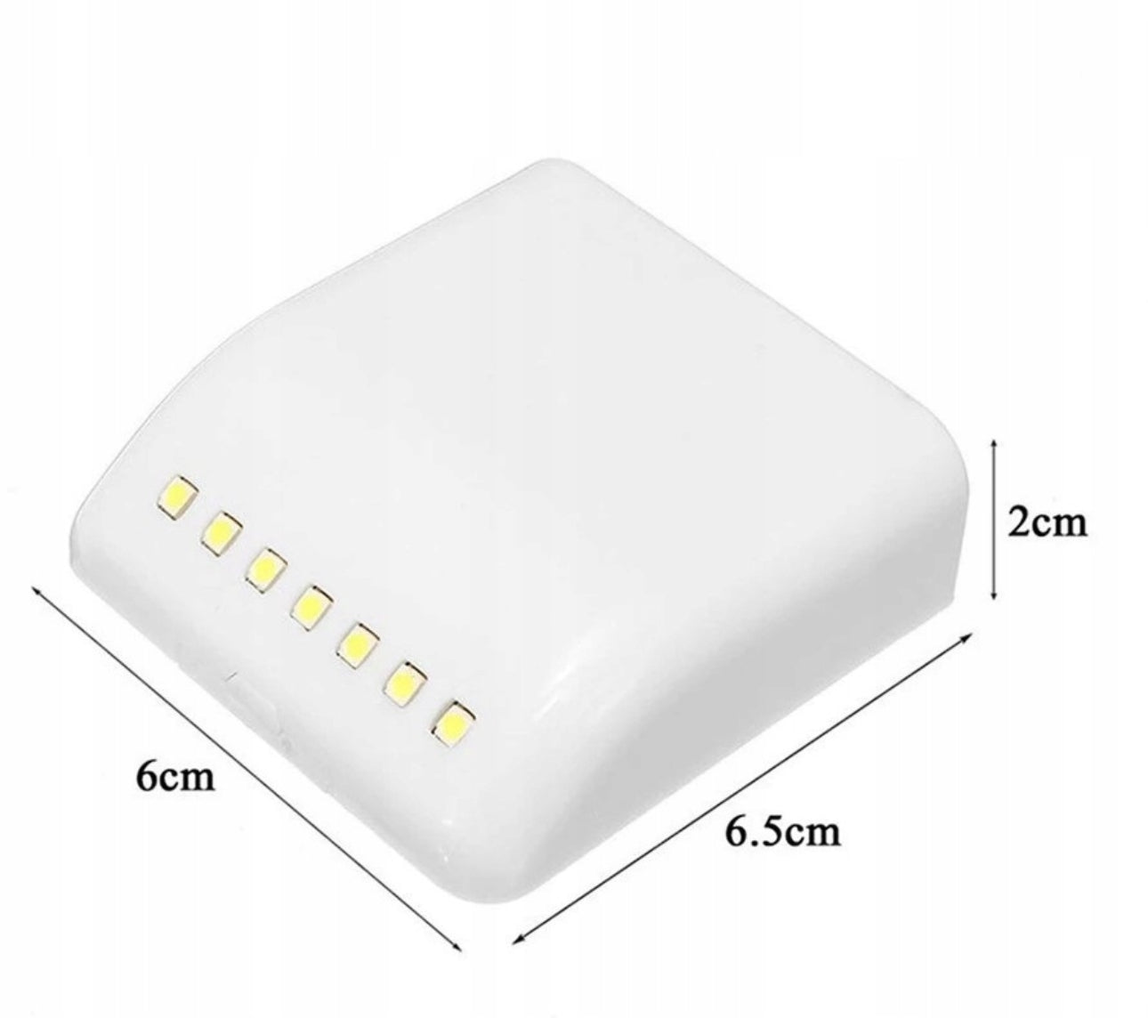 Måltegning av kompakt hvit LED-lampe med syv dioder