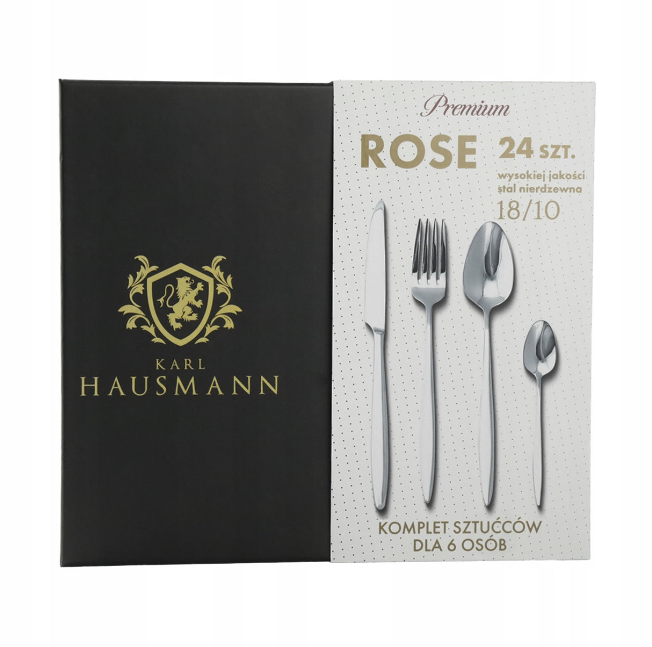 Bestikksett 24 Deler for 6 Personer – Sølvfarget Rustfritt Stål 18/10, Leveres i Elegant Sort Gaveeske
