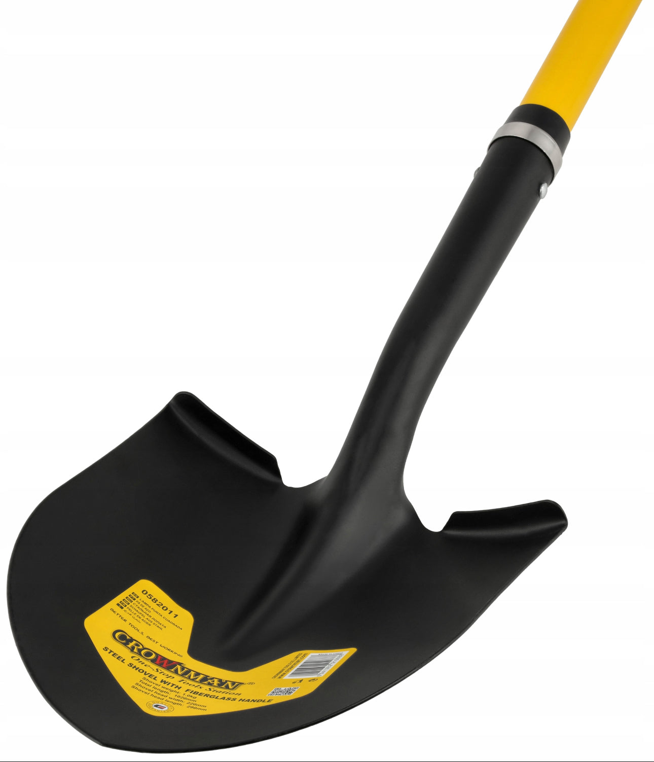 Spiss gravespade, 105 cm, svart blad i slitesterkt stål med gult ergonomisk håndtak. Perfekt for hagearbeid, graving i hard jord og anleggsarbeid. Solid konstruksjon for langvarig bruk.