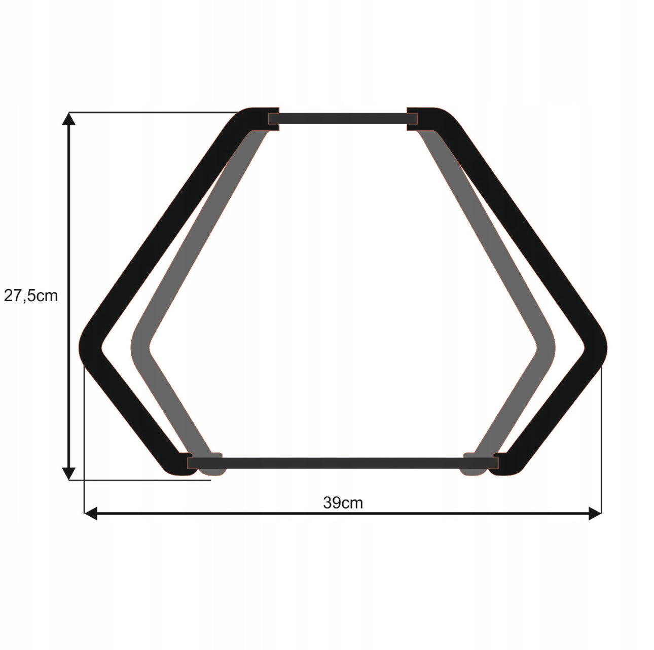 Hengende planteholder i svartbeiset kryssfiner – 39 x 27,5 cm – sekskantet design med jutesnor for oppheng. Perfekt til blomsterpotter opptil 20 cm i diameter. Moderne og stilren interiørdekor i naturmaterialer.