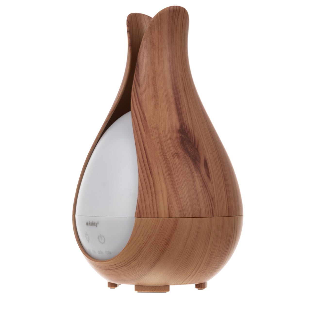 Ultrasonisk aroma diffuser med LED-lys i treimitasjon, 200 ml kapasitet, perfekt for aromaterapi og luftfukting i hjemmet, med fjernkontroll og justerbare lysinnstillinger.
