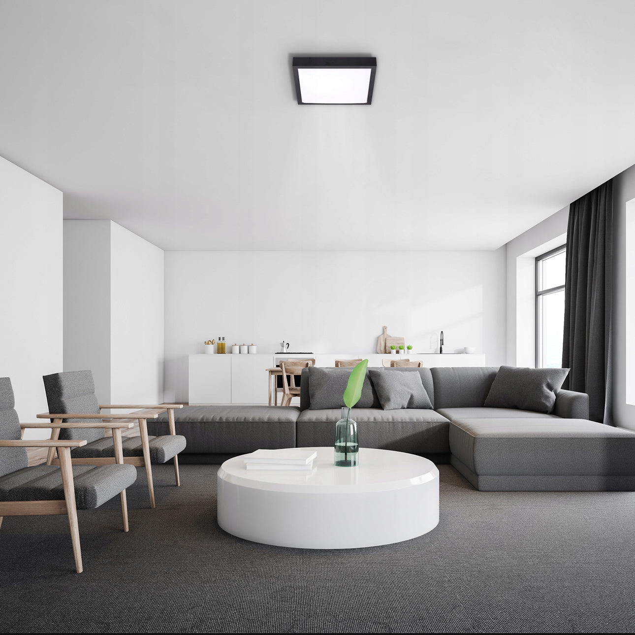 firkantet LED-taklampe med moderne design og energiklasse A, perfekt for stue, kjøkken eller gang, enkel montering, nøytralt hvitt lys på 4000K, lang levetid og lavt strømforbruk