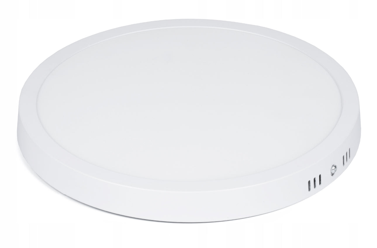 Rund LED-taklampe 24W i moderne, minimalistisk design med energiklasse A. Perfekt for stue, kjøkken eller soverom, med nøytral lysfarge på 4000K og høy lysstyrke på 2200 lumen. Slank og stilren lampe med enkel montering og lang levetid.
