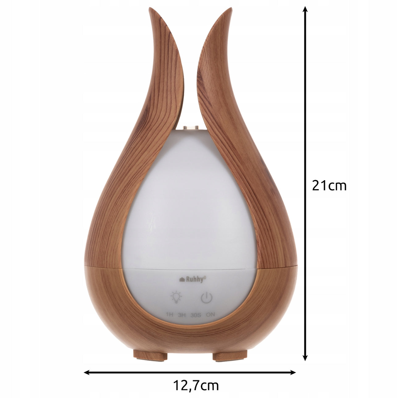Ultrasonisk aroma diffuser med LED-lys i treimitasjon, 200 ml kapasitet, perfekt for aromaterapi og luftfukting i hjemmet, med fjernkontroll og justerbare lysinnstillinger.