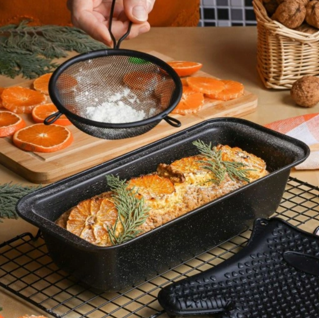 MIDNIGHT MARBLE: ELEGANT REKTANGULÆR NON-STICK KAKEFORM I BLACK MARBLE MØNSTER