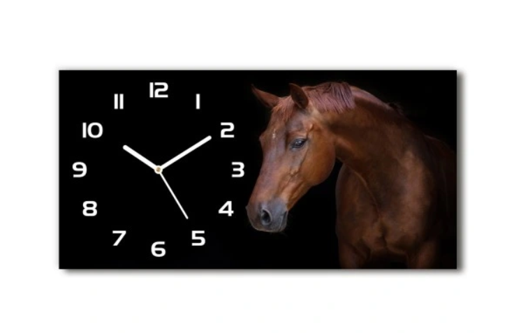 MAJESTIC EQUINE: VEGGHENGT GLASSKLOKKE - HESTEMOTIV (60X30CM)