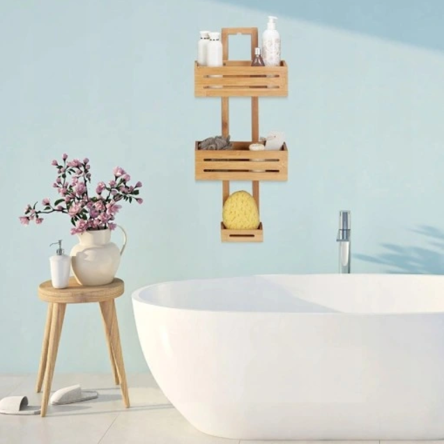 NATURLIG BAMBUS TRIPPEL HYLLE - ORGANISER BADET DITT MED STIL