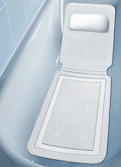 COMFORT GRIP 36X125CM ANTISKLI BADEROMSMATTE MED INTEGRERT HODESTØTTE FOR BADEKAR