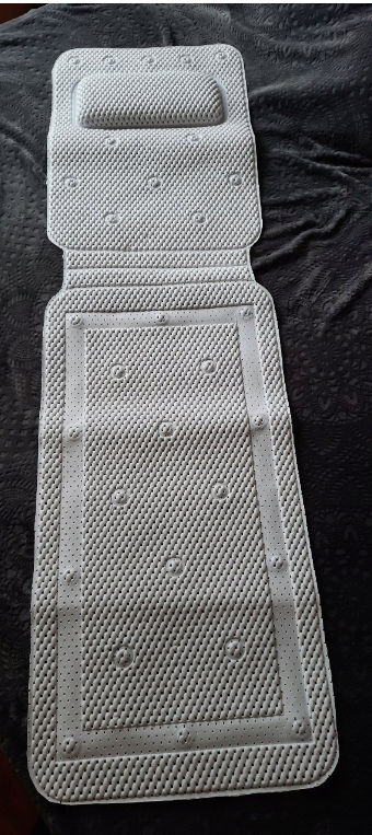 COMFORT GRIP 36X125CM ANTISKLI BADEROMSMATTE MED INTEGRERT HODESTØTTE FOR BADEKAR