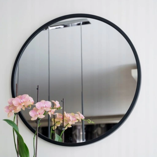 RUNDT SPEIL MED SORT MDF RAMME - 50CM - SKAP EN ELEGANT LOOK