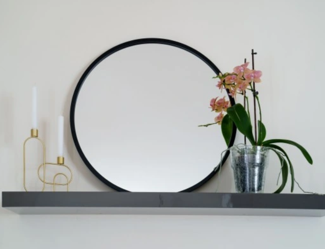 RUNDT SPEIL MED SORT MDF RAMME - 50CM - SKAP EN ELEGANT LOOK