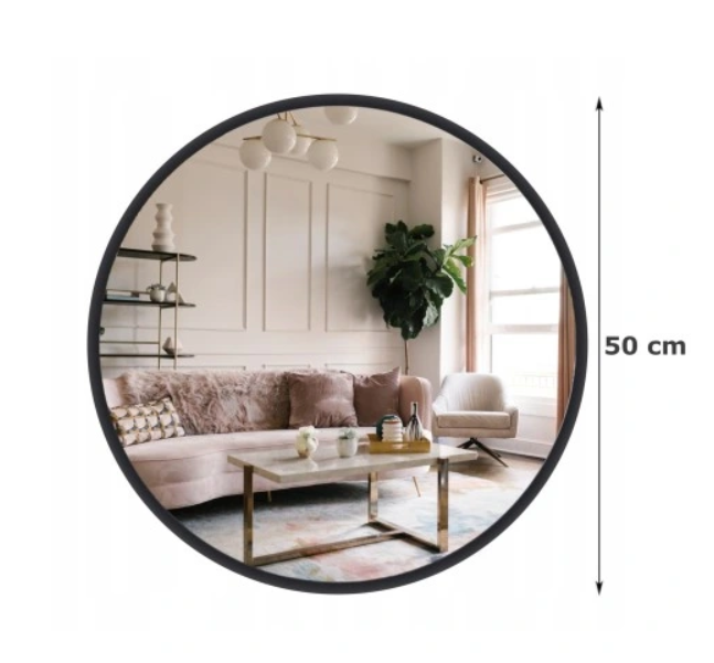 RUNDT SPEIL MED SORT MDF RAMME - 50CM - SKAP EN ELEGANT LOOK