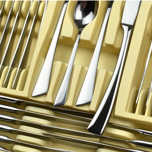 Bestikksett 72 Deler for 12 Personer – Rustfritt Stål, Sølvfarget, Leveres i Elegant Rød og Sort Koffert